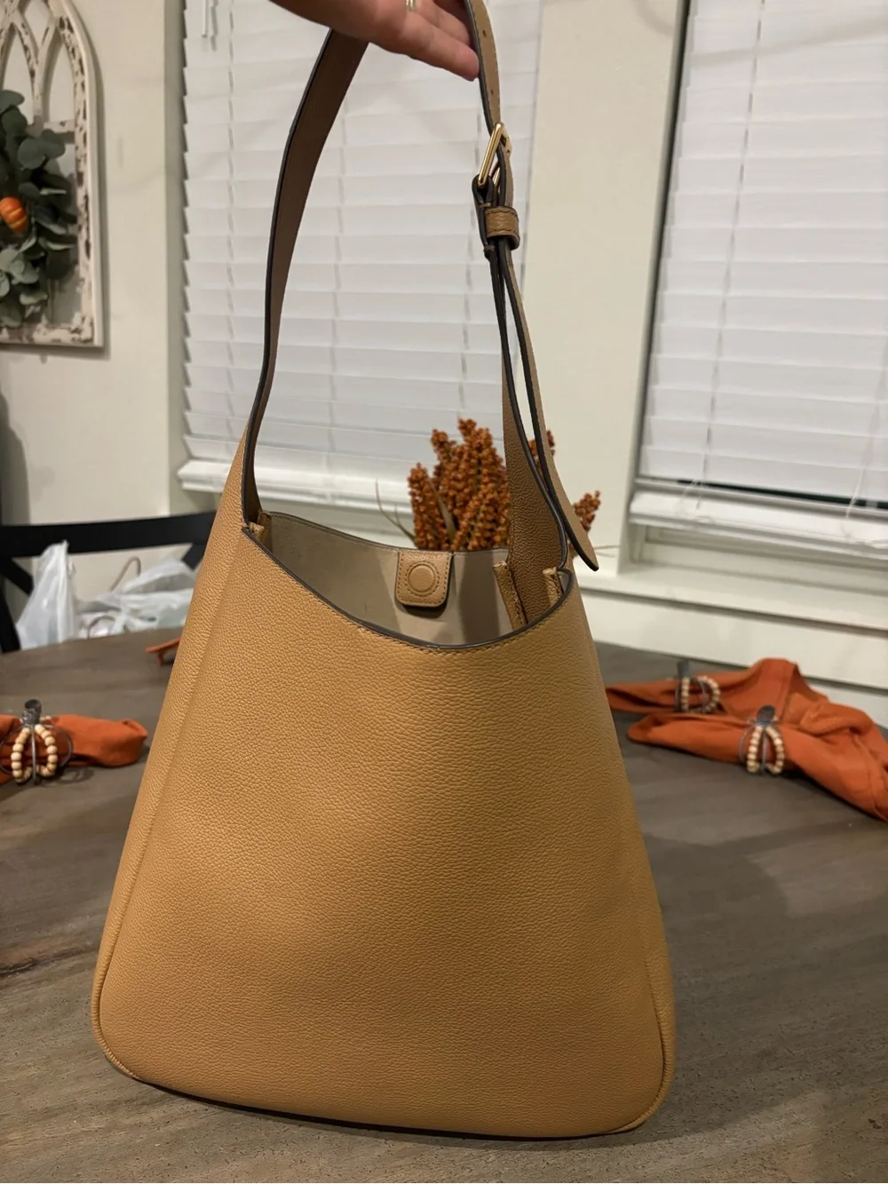 Tory Burch Tan Pebbled Leather Shoulder Bag
